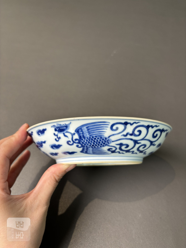 清乾隆 青花双凤纹盘 - 图5